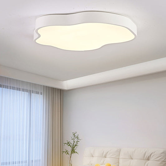 Modern Minimalist Cream Cloud Iron Acrylic LED Flush Mount Ceiling Light For Bedroom