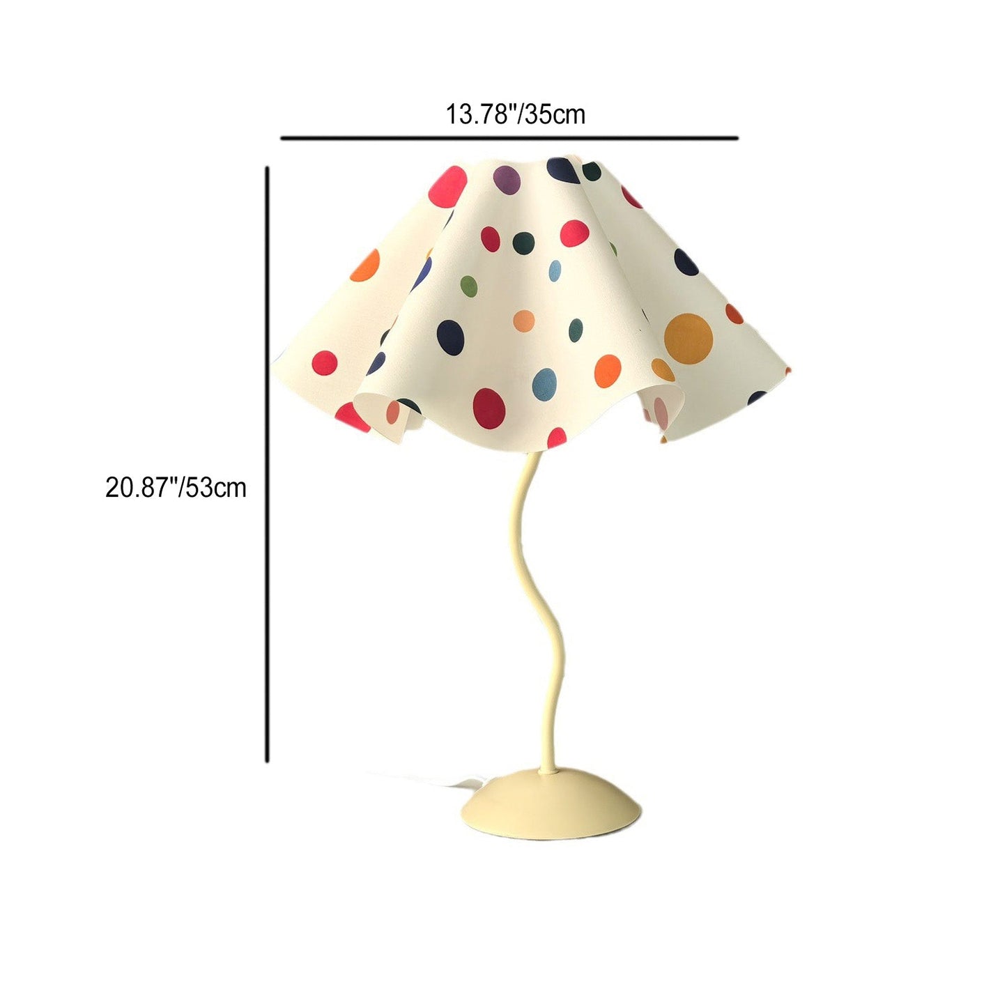 Contemporary Nordic Umbrella Shaped Petal Irregular Dopamine Colorful Dots Hardware Fabric 1-Light Table Lamp For Bedroom