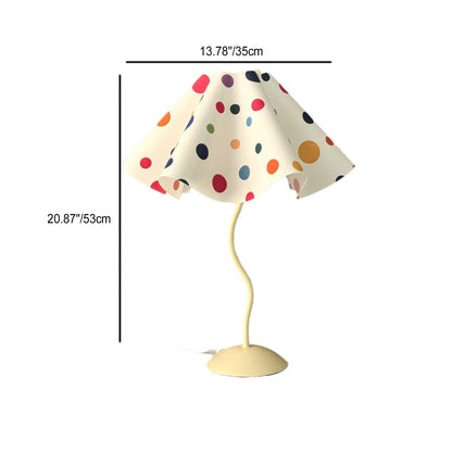 Contemporary Nordic Umbrella Shaped Petal Irregular Dopamine Colorful Dots Hardware Fabric 1-Light Table Lamp For Bedroom