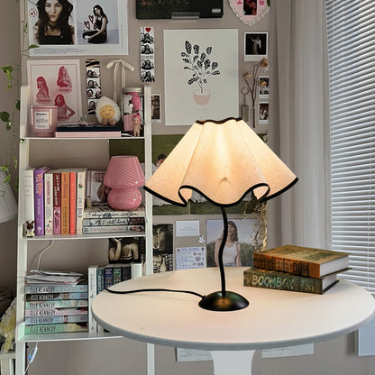Contemporary Nordic Umbrella Shaped Petal Irregular Dopamine Colorful Dots Hardware Fabric 1-Light Table Lamp For Bedroom