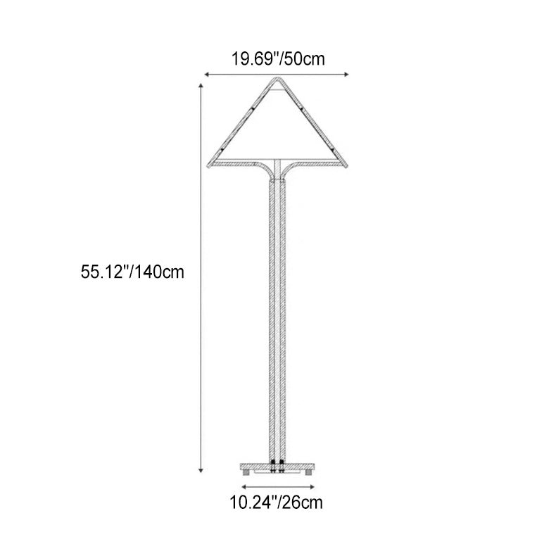 Traditional Vintage Triangle Shape Round Cone Wood Linen 1-Light Standing Floor Lamp For Bedroom