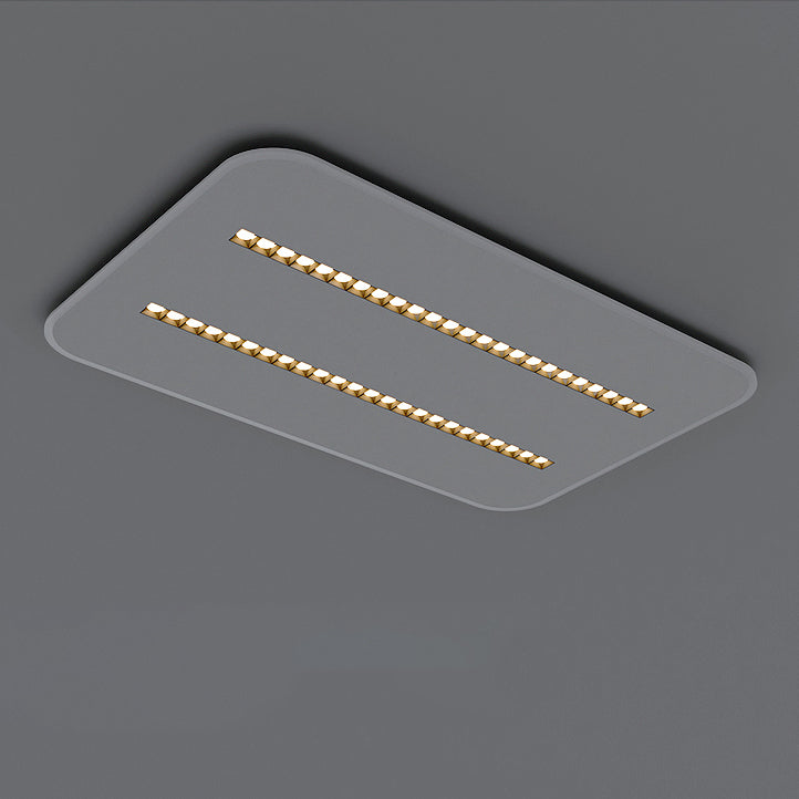 Modern Minimalist Square Rectangular Iron Aluminum Acrylic Spotlight LED Flush Mount Ceiling Light For Living Room