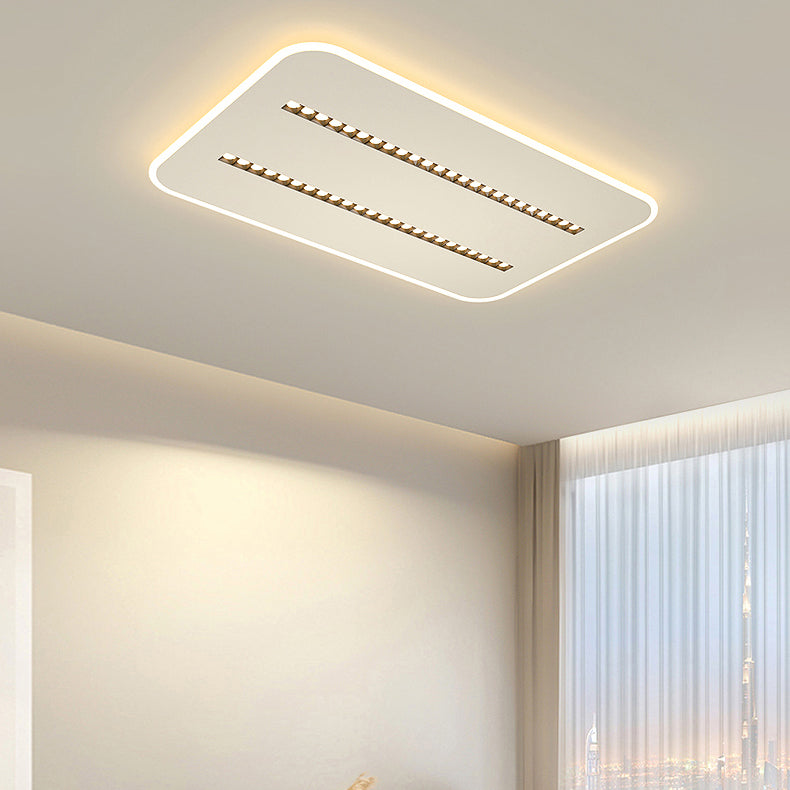 Modern Minimalist Square Rectangular Iron Aluminum Acrylic Spotlight LED Flush Mount Ceiling Light For Living Room