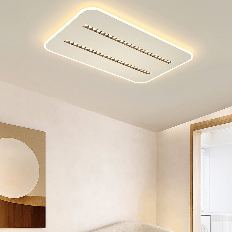 Modern Minimalist Square Rectangular Iron Aluminum Acrylic Spotlight LED Flush Mount Ceiling Light For Living Room