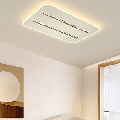 Modern Minimalist Square Rectangular Iron Aluminum Acrylic Spotlight LED Flush Mount Ceiling Light For Living Room