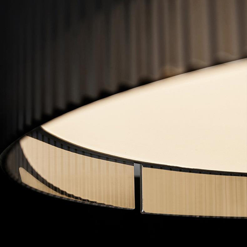 Modern Minimalist Round Vertical Pattern Glass PVC Metal LED Flush Mount Ceiling Light For Living Room