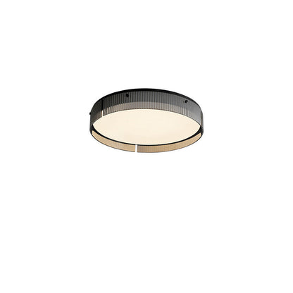 Modern Minimalist Round Vertical Pattern Glass PVC Metal LED Flush Mount Ceiling Light For Living Room