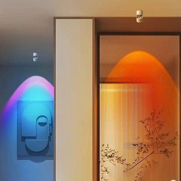 مصباح سقف LED قابل للتعديل بأسطوانة من الألومنيوم بتصميم غروب الشمس وشروق الشمس بتصميم عصري بسيط لغرفة المعيشة 