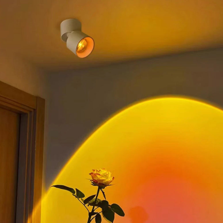 مصباح سقف LED قابل للتعديل بأسطوانة من الألومنيوم بتصميم غروب الشمس وشروق الشمس بتصميم عصري بسيط لغرفة المعيشة 
