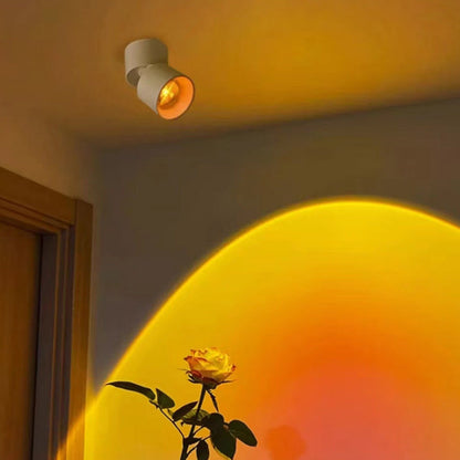 مصباح سقف LED قابل للتعديل بأسطوانة من الألومنيوم بتصميم غروب الشمس وشروق الشمس بتصميم عصري بسيط لغرفة المعيشة 