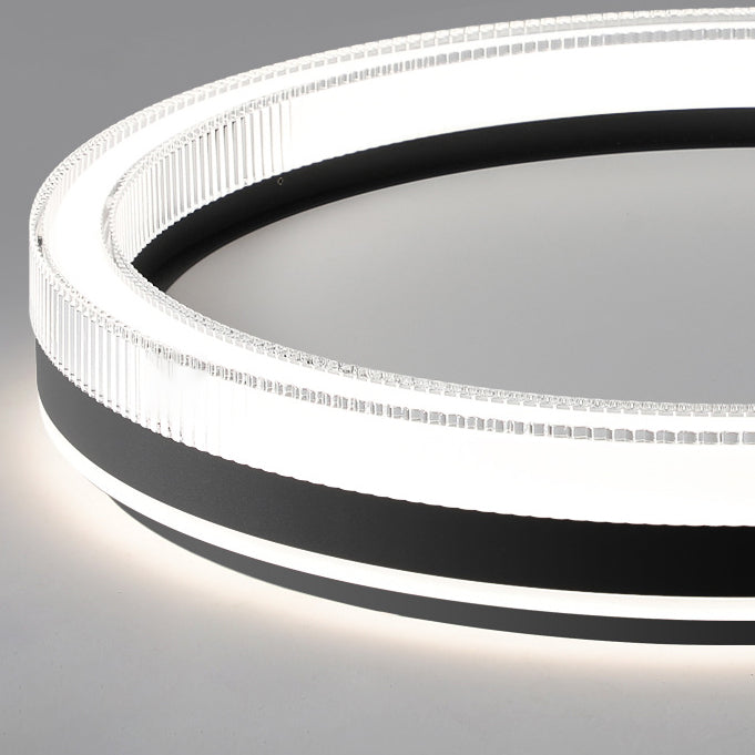 Modern Minimalist Round Horizontal Stripes Iron Acrylic LED Flush Mount Ceiling Light For Bedroom