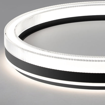 Modern Minimalist Round Horizontal Stripes Iron Acrylic LED Flush Mount Ceiling Light For Bedroom