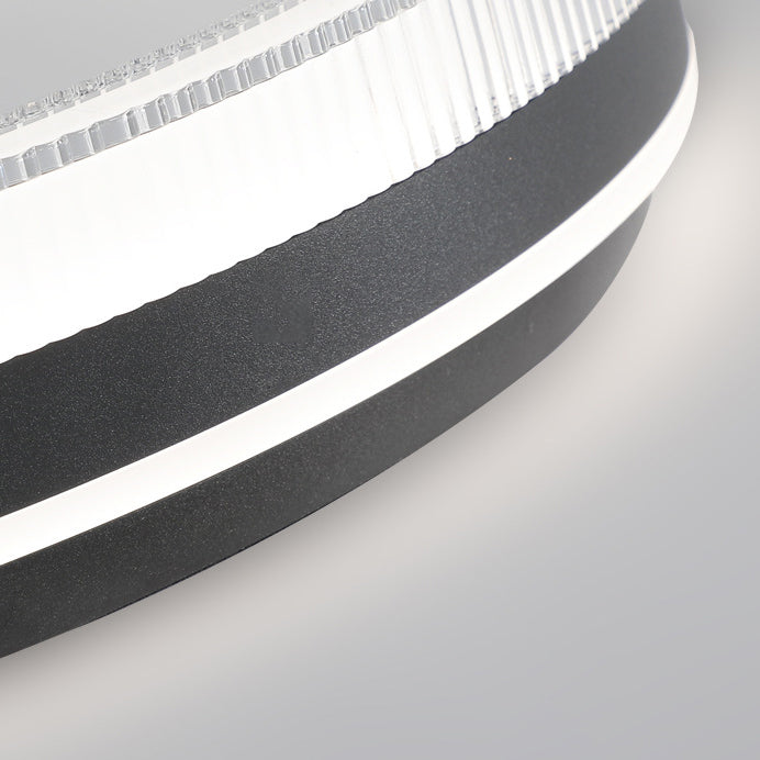 Modern Minimalist Round Horizontal Stripes Iron Acrylic LED Flush Mount Ceiling Light For Bedroom