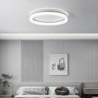 Modern Minimalist Round Horizontal Stripes Iron Acrylic LED Flush Mount Ceiling Light For Bedroom