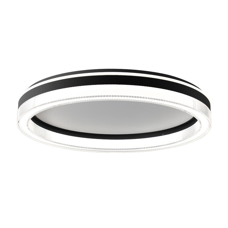 Modern Minimalist Round Horizontal Stripes Iron Acrylic LED Flush Mount Ceiling Light For Bedroom