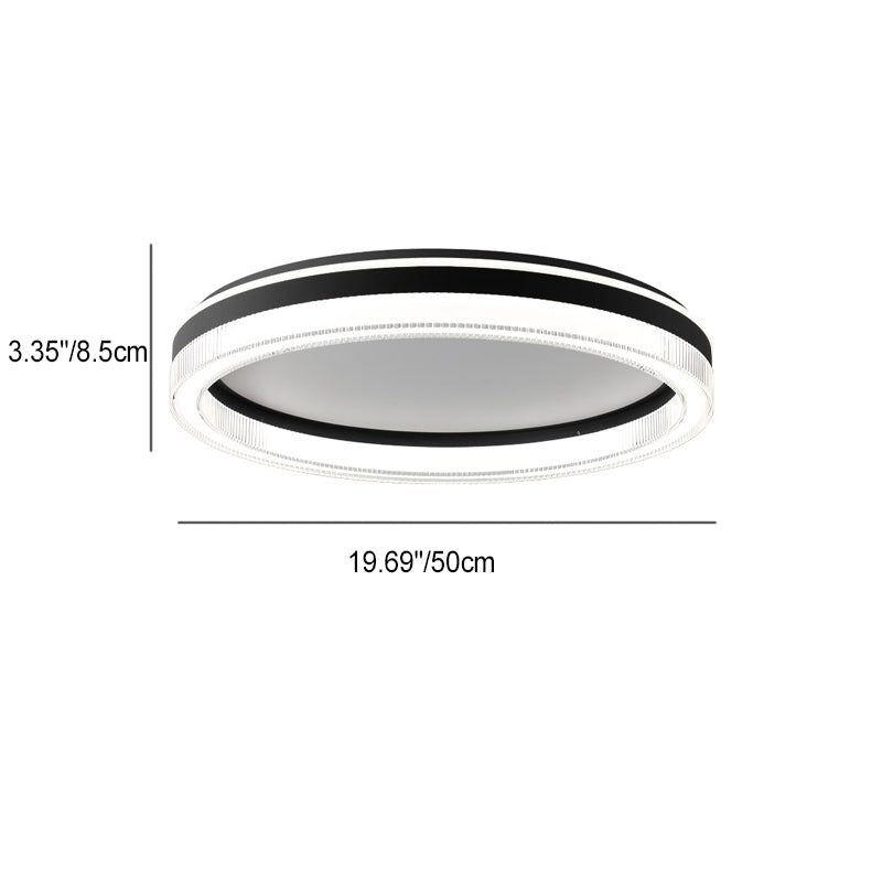 Modern Minimalist Round Horizontal Stripes Iron Acrylic LED Flush Mount Ceiling Light For Bedroom