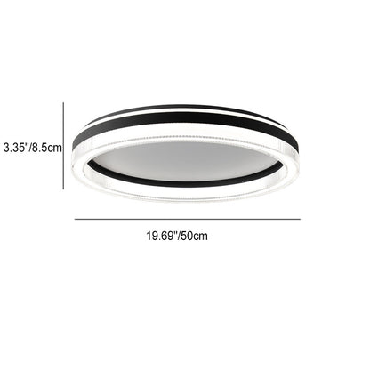 Modern Minimalist Round Horizontal Stripes Iron Acrylic LED Flush Mount Ceiling Light For Bedroom