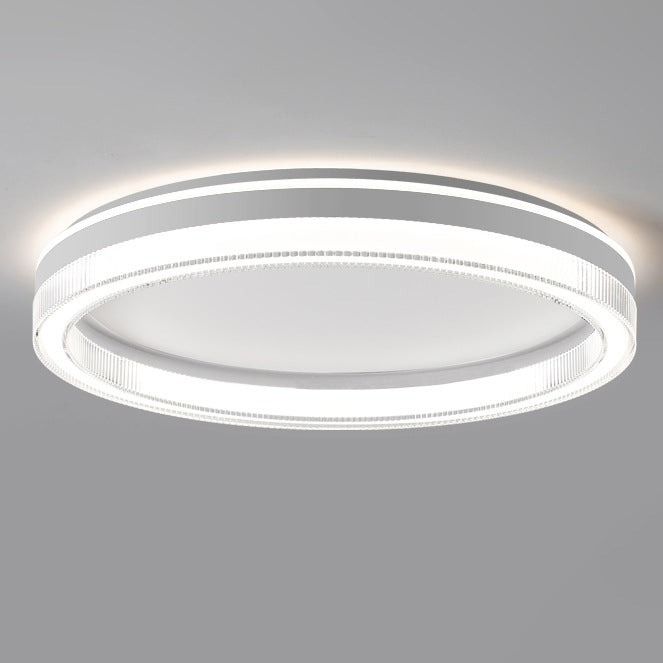 Modern Minimalist Round Horizontal Stripes Iron Acrylic LED Flush Mount Ceiling Light For Bedroom