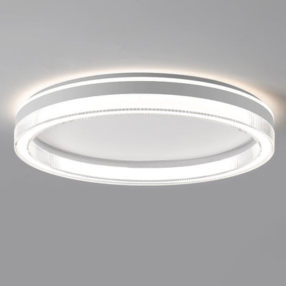 Modern Minimalist Round Horizontal Stripes Iron Acrylic LED Flush Mount Ceiling Light For Bedroom