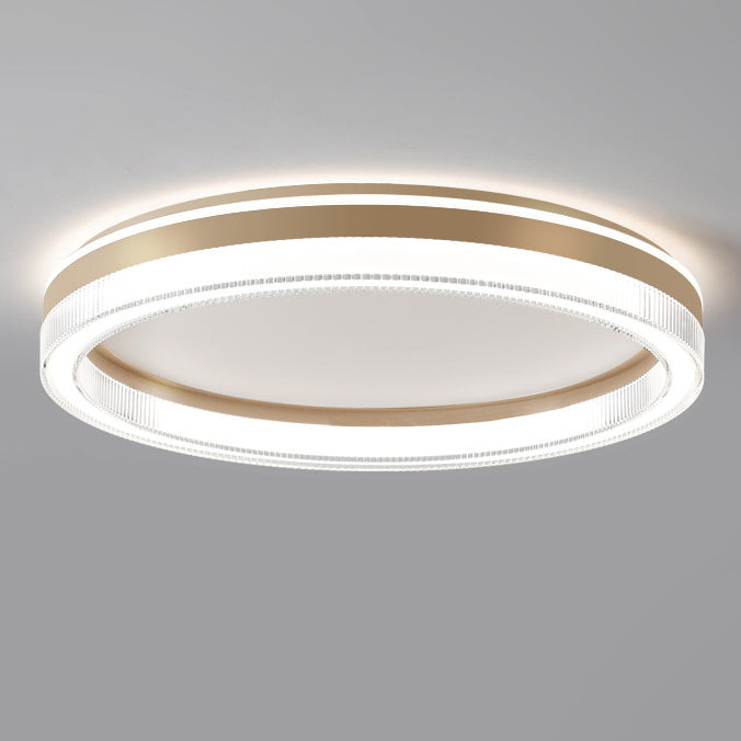 Modern Minimalist Round Horizontal Stripes Iron Acrylic LED Flush Mount Ceiling Light For Bedroom