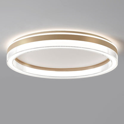 Modern Minimalist Round Horizontal Stripes Iron Acrylic LED Flush Mount Ceiling Light For Bedroom