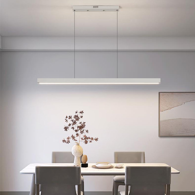 ثريا جزيرة LED حديثة بسيطة ذات دوائر هندسية مستقيمة من الحديد والألومنيوم والسيليكون وشريط من الأكريليك لغرفة الطعام 
