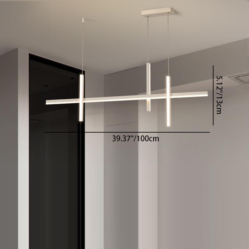 ثريا جزيرة LED حديثة بسيطة ذات دوائر هندسية مستقيمة من الحديد والألومنيوم والسيليكون وشريط من الأكريليك لغرفة الطعام 