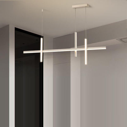 ثريا جزيرة LED حديثة بسيطة ذات دوائر هندسية مستقيمة من الحديد والألومنيوم والسيليكون وشريط من الأكريليك لغرفة الطعام 