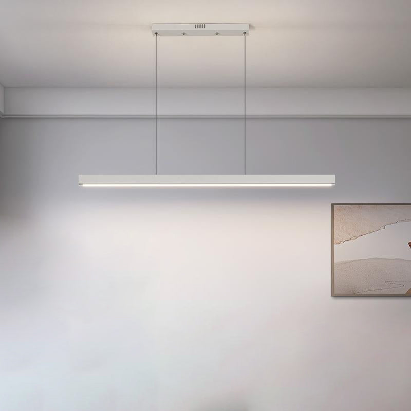 ثريا جزيرة LED حديثة بسيطة ذات دوائر هندسية مستقيمة من الحديد والألومنيوم والسيليكون وشريط من الأكريليك لغرفة الطعام 