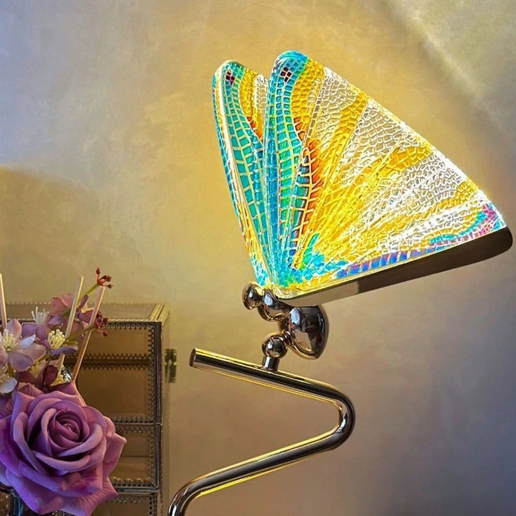 Contemporary Creative Colorful Butterfly Zinc Alloy Iron Acrylic LED Table Lamp For Bedroom