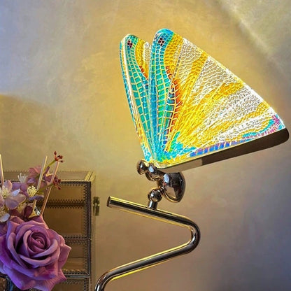Contemporary Creative Colorful Butterfly Zinc Alloy Iron Acrylic LED Table Lamp For Bedroom