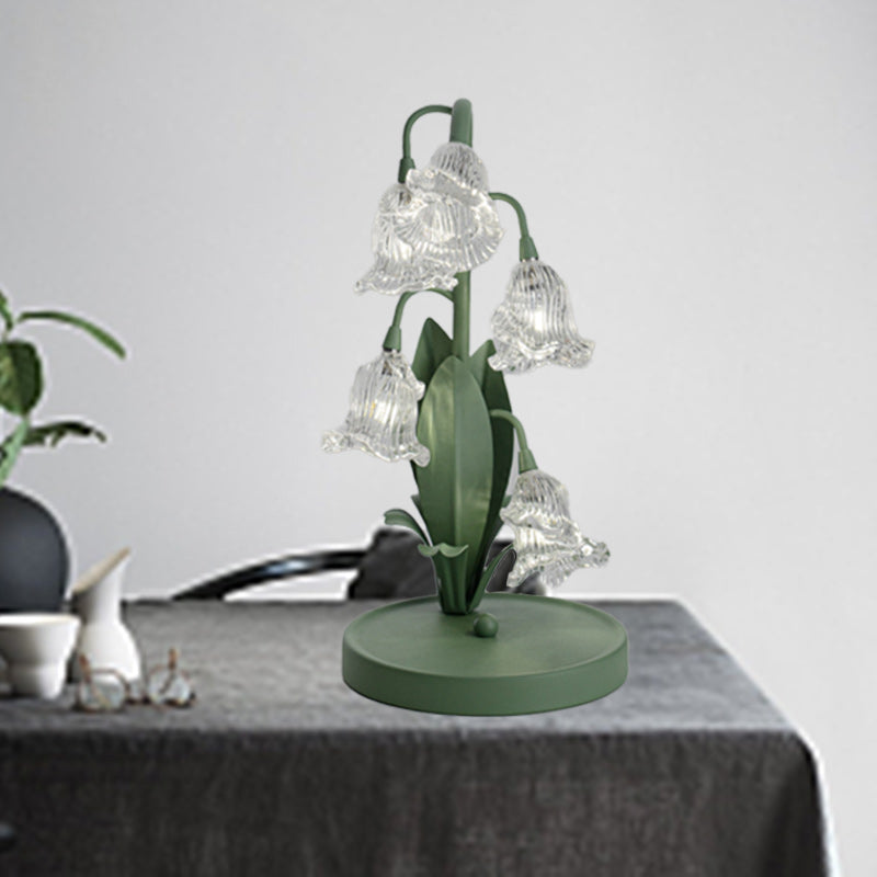Contemporary Creative Tulip Flower Iron Glass USB 1-Light Table Lamp For Bedroom