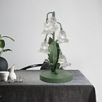 Contemporary Creative Tulip Flower Iron Glass USB 1-Light Table Lamp For Bedroom