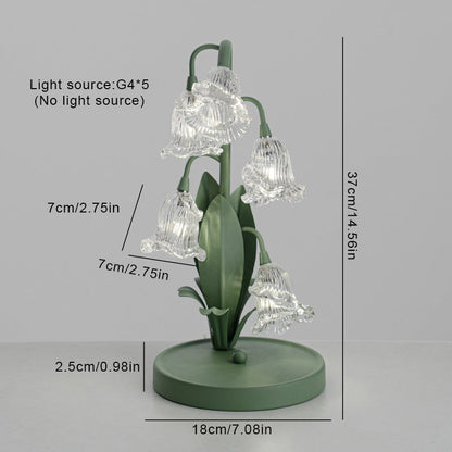 Contemporary Creative Tulip Flower Iron Glass USB 1-Light Table Lamp For Bedroom
