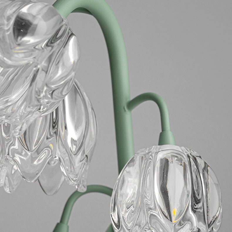Contemporary Creative Tulip Flower Iron Glass USB 1-Light Table Lamp For Bedroom