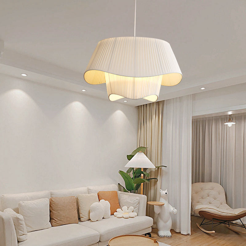 Contemporary Nordic Arc Drum Shape Iron Fabric 1-Light Pendant Light For Dining Room