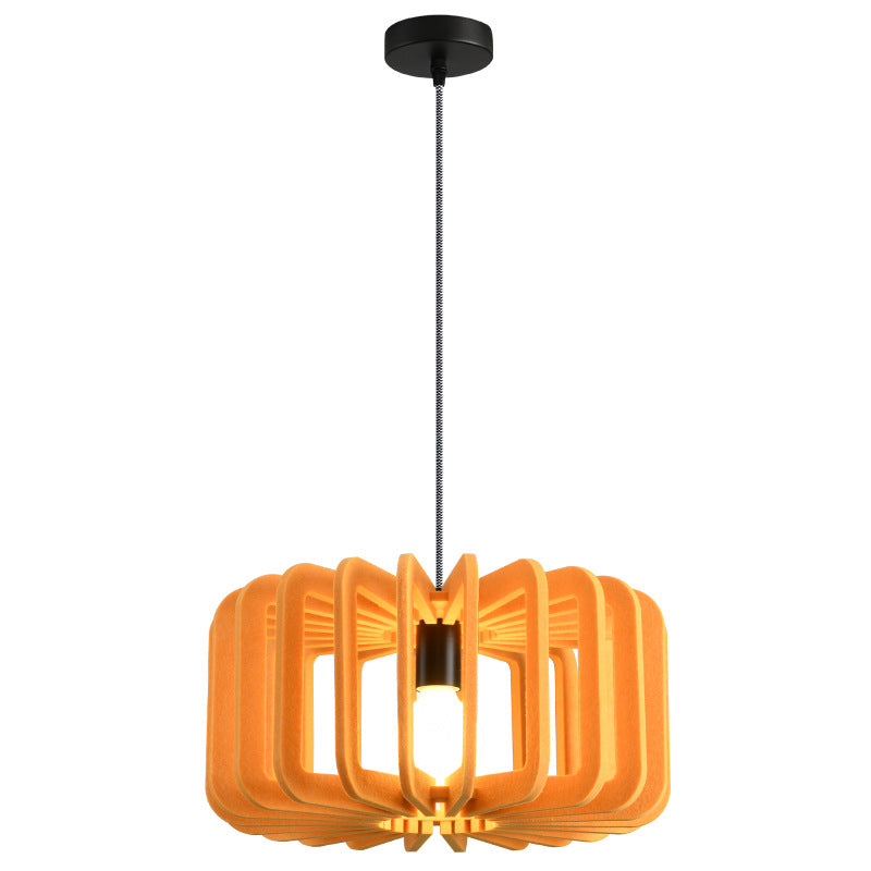 Contemporary Creative Pumpkin Column Shaped Birdcage Acoustic Iron Felt 1 - Light Pendant Light For Bedroom