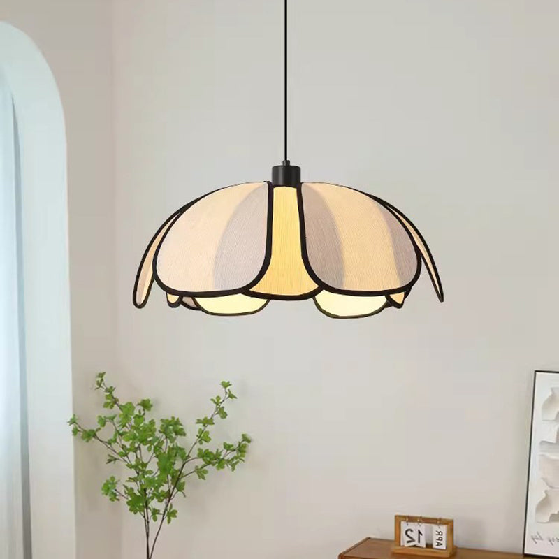 Contemporary Nordic Petals Iron Plant Fiber 1-Light Pendant Light For Dining Room
