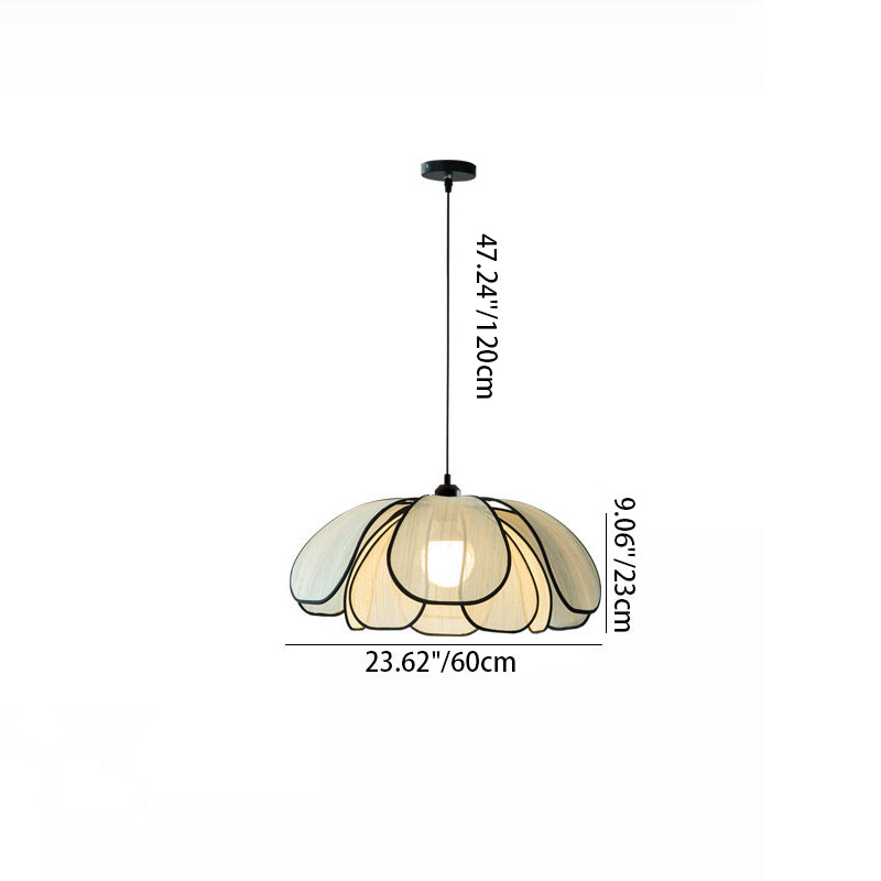 Contemporary Nordic Petals Iron Plant Fiber 1-Light Pendant Light For Dining Room