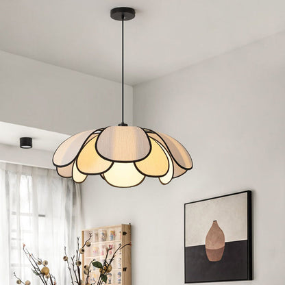 Contemporary Nordic Petals Iron Plant Fiber 1-Light Pendant Light For Dining Room