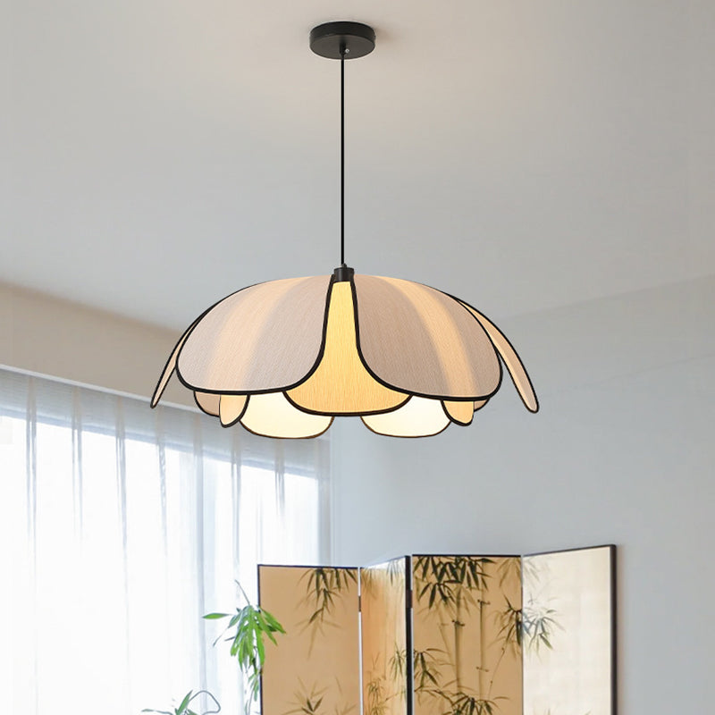 Contemporary Nordic Petals Iron Plant Fiber 1-Light Pendant Light For Dining Room