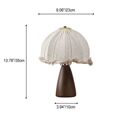 Traditional Vintage Ceramic Handmade Linen Flower Bud 1-Light Table Lamp For Bedroom