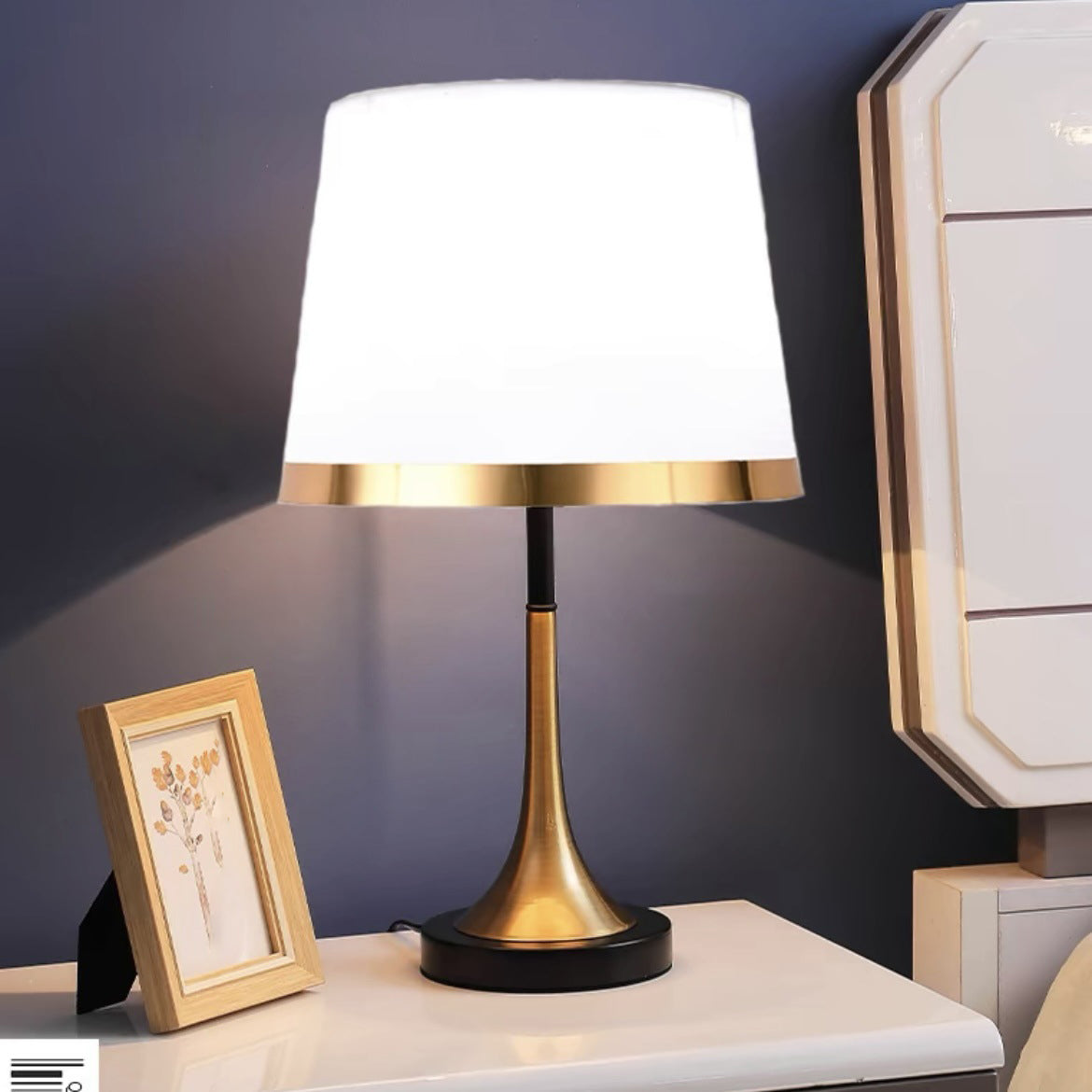 Traditional Vintage Dome Round Base Iron Fabric 1-Light Table Lamp For Bedroom