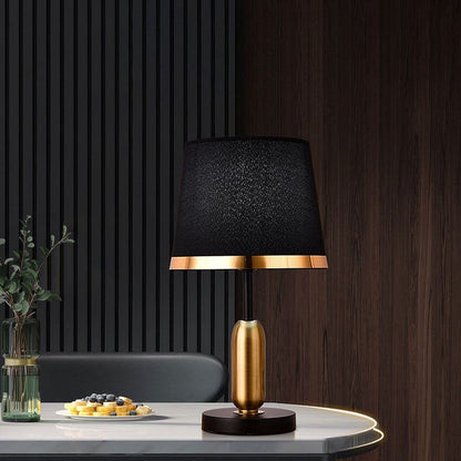 Traditional Vintage Dome Round Base Iron Fabric 1-Light Table Lamp For Bedroom