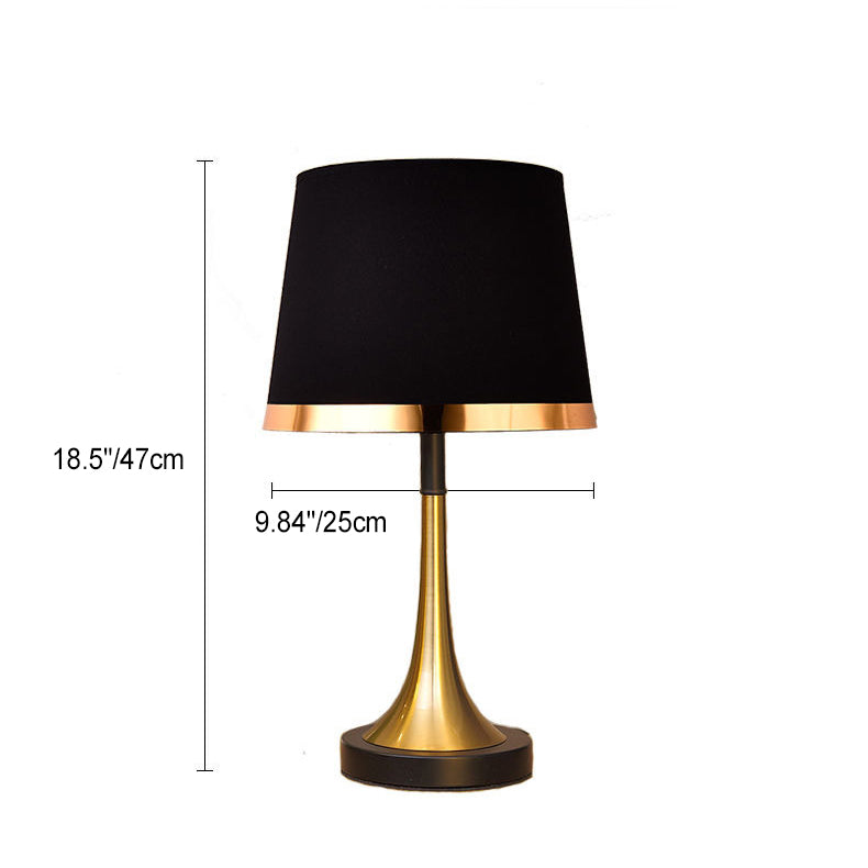 Traditional Vintage Dome Round Base Iron Fabric 1-Light Table Lamp For Bedroom