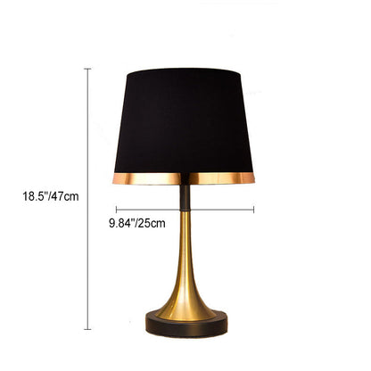 Traditional Vintage Dome Round Base Iron Fabric 1-Light Table Lamp For Bedroom