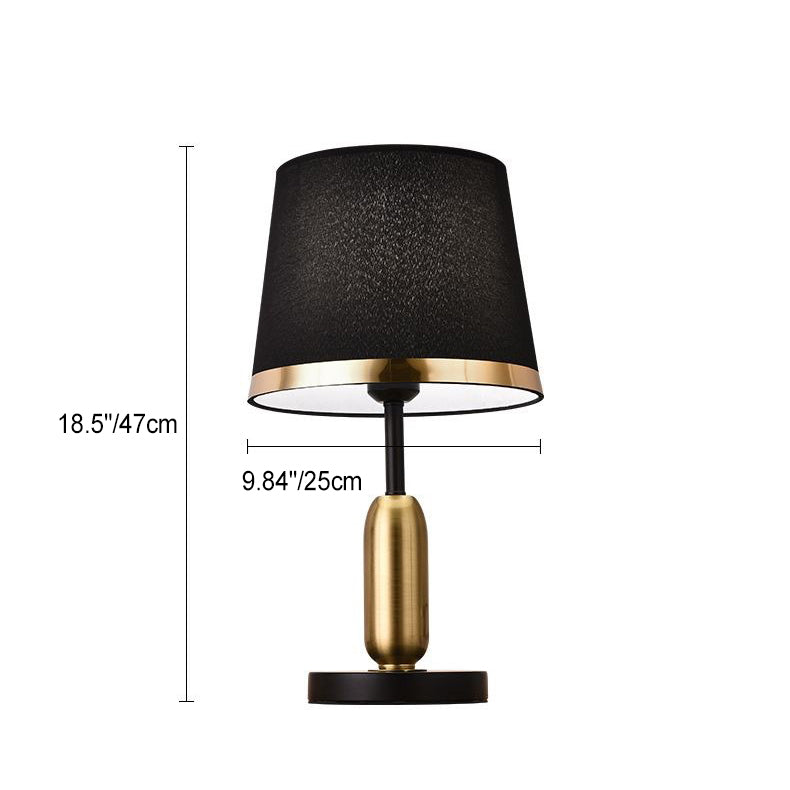 Traditional Vintage Dome Round Base Iron Fabric 1-Light Table Lamp For Bedroom