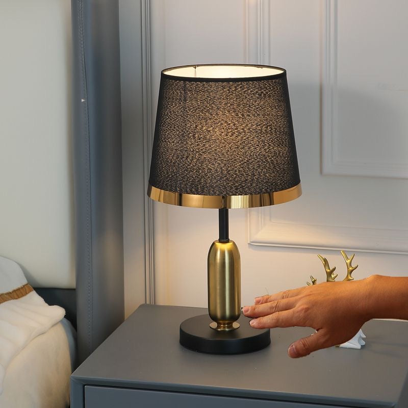 Traditional Vintage Dome Round Base Iron Fabric 1-Light Table Lamp For Bedroom