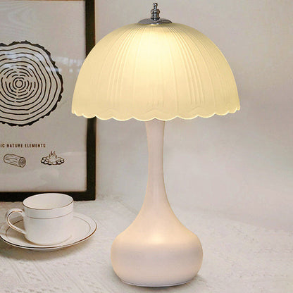 Contemporary Nordic Petal Lamp Shape Iron Glass 1-Light Table Lamp For Bedroom