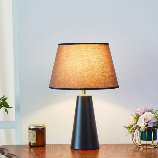Contemporary Nordic Drum Shade Fabric Iron 1-Light Table Lamp For Bedroom